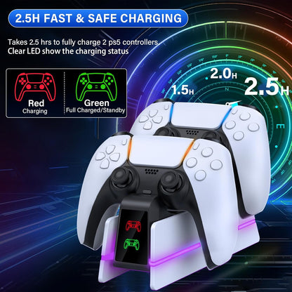 Station De Charge Manette PS5 — 9 Couleurs LED, Charge Rapide