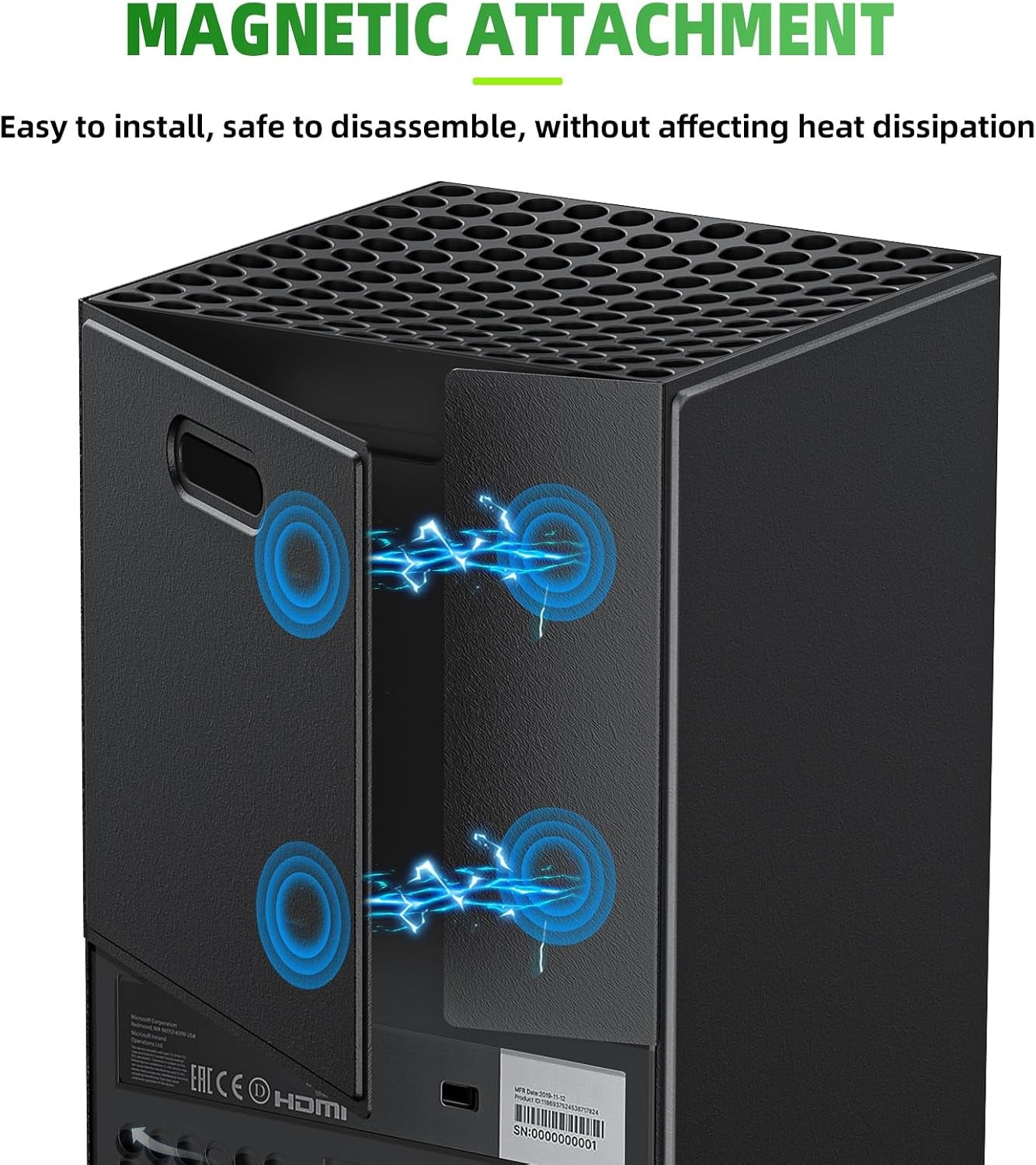 Housse Magnétique  Xbox Series X — Cuir PU Noir, Protection Complète