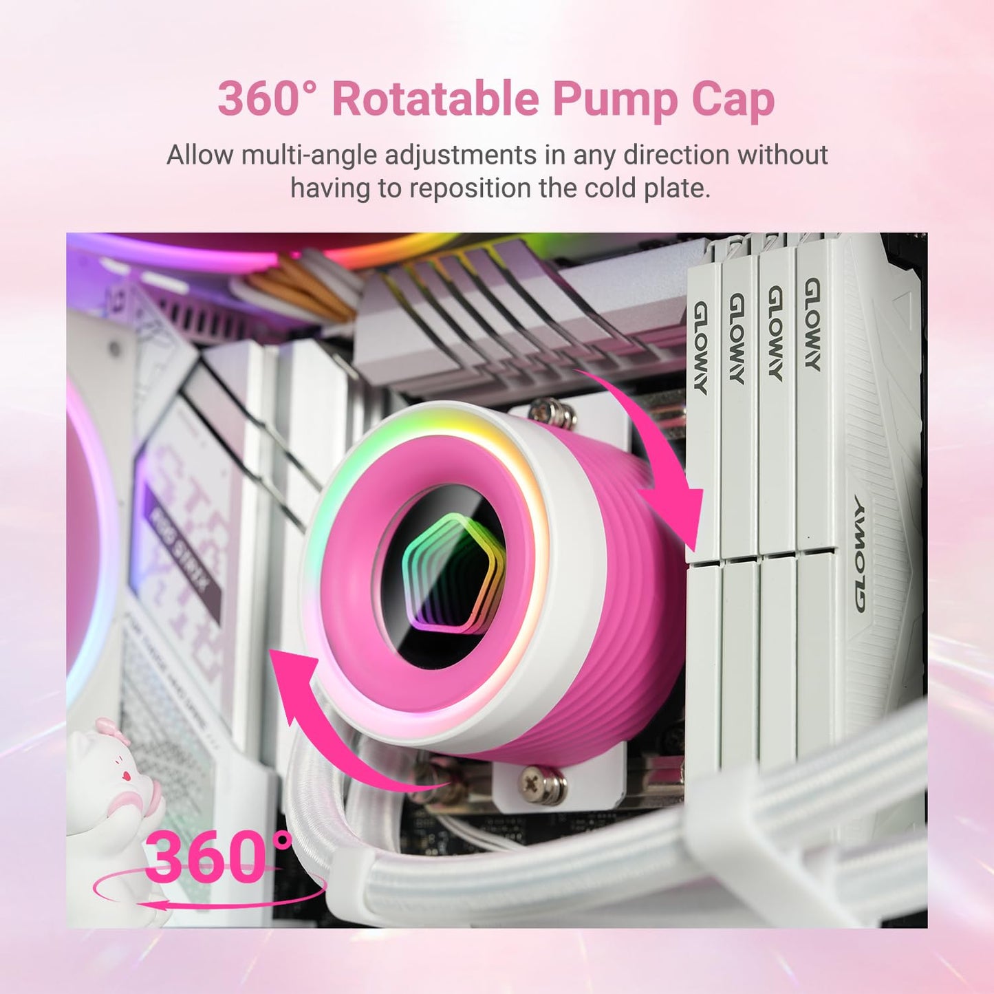 FX240 INF Pink 240Mm AIO CPU Cooler, Infinity Mirror, Quiet | ARGB Lighting, Daisy-Chain Dual 120Mm PWM Fans, Supports Intel and AMD Platforms.