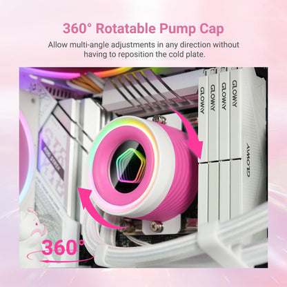 FX240 INF Pink 240Mm AIO CPU Cooler, Infinity Mirror, Quiet | ARGB Lighting, Daisy-Chain Dual 120Mm PWM Fans, Supports Intel and AMD Platforms.