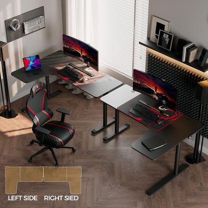 Transform Your Space with the L Shaped 60-Inch Gaming Desk – Ultimate Workstation for Gamers and Professionals, Featuring Cable Management and Ergonomic Design in Cool Black