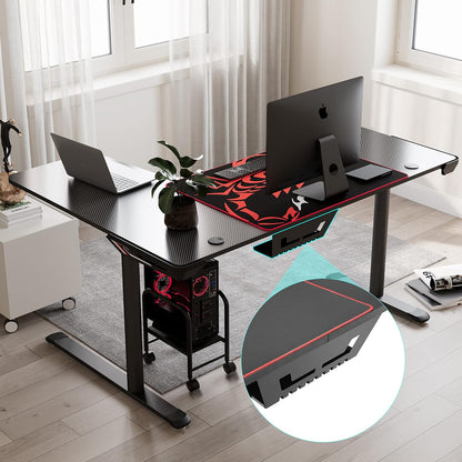 Transform Your Space with the L Shaped 60-Inch Gaming Desk – Ultimate Workstation for Gamers and Professionals, Featuring Cable Management and Ergonomic Design in Cool Black