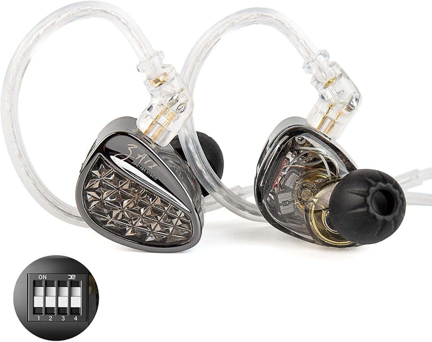 Écouteurs KZ ZA12, 6 drivers hybrides, câble plaqué argent