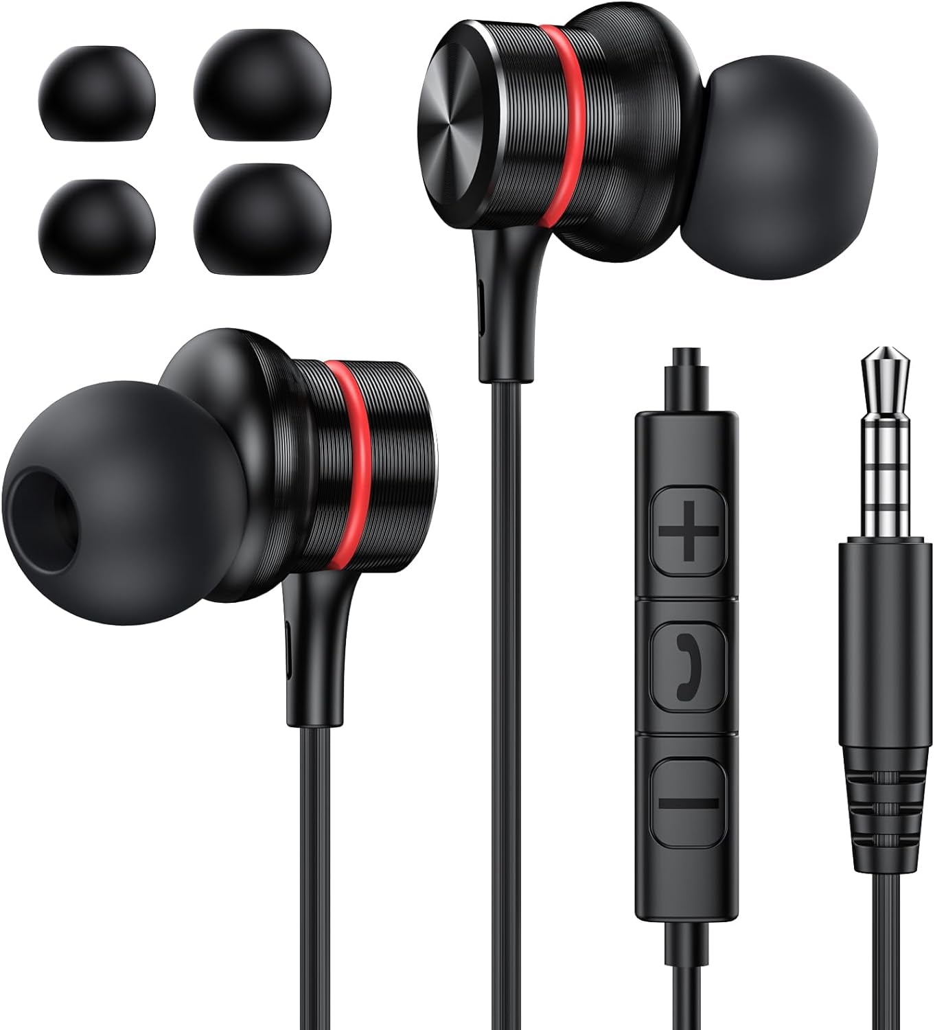 Écouteurs filaires avec micro, intra-auriculaires 3,5 mm