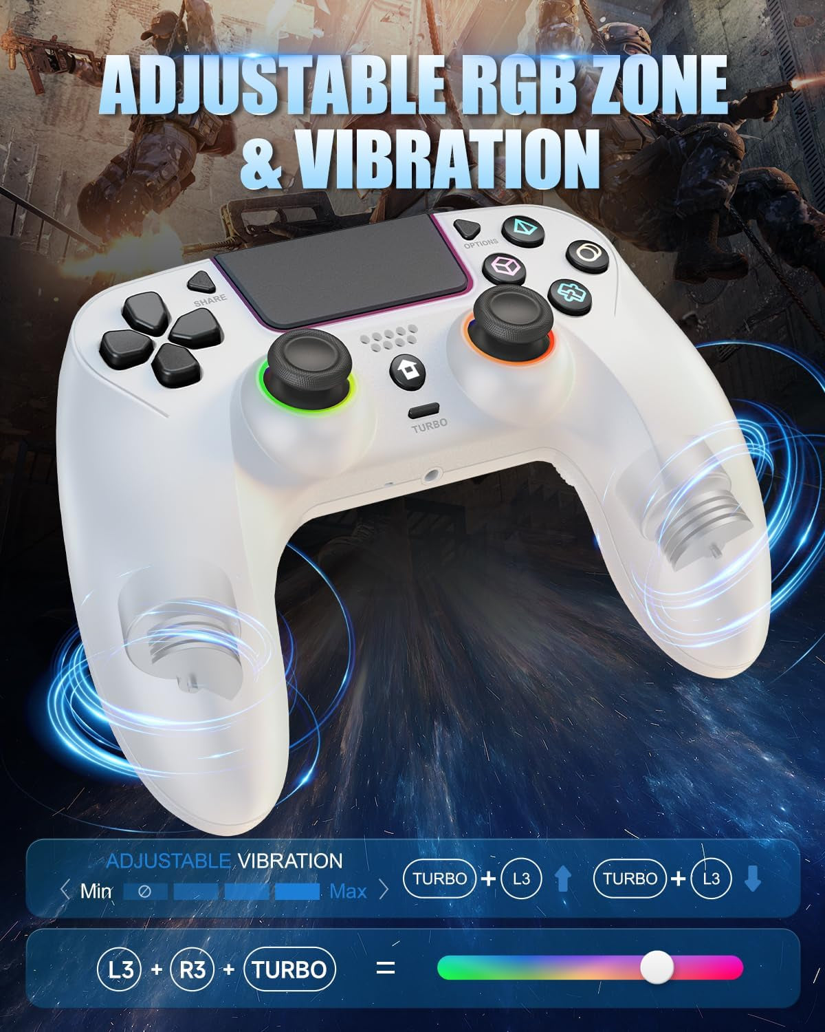 Manette Sans Fil LED Pour PS5 — Effet Hall, Turbo, Palettes Arrière