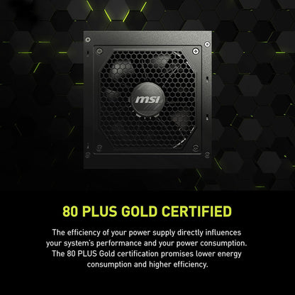 MSI MAG A750GL PCIE5, Fully Modular Compact Gaming 750W Power Supply, 80+ Gold, ATX 3.1 & Pcie 5.1 Ready, Native Dual-Color 12V-2X6 Cable, 10 Year Warranty