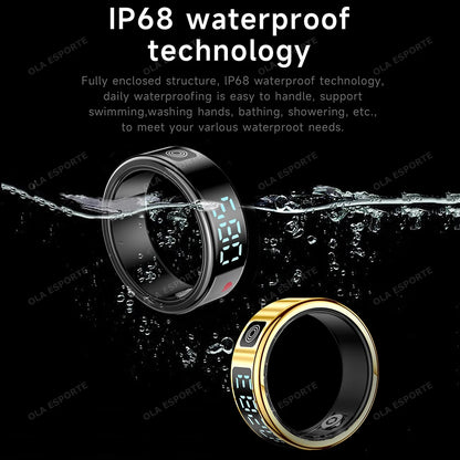 Revolutionary 2025 Smart Ring with LED Touch Display - Ultimate Health Monitoring and Waterproof Design for Men and Women