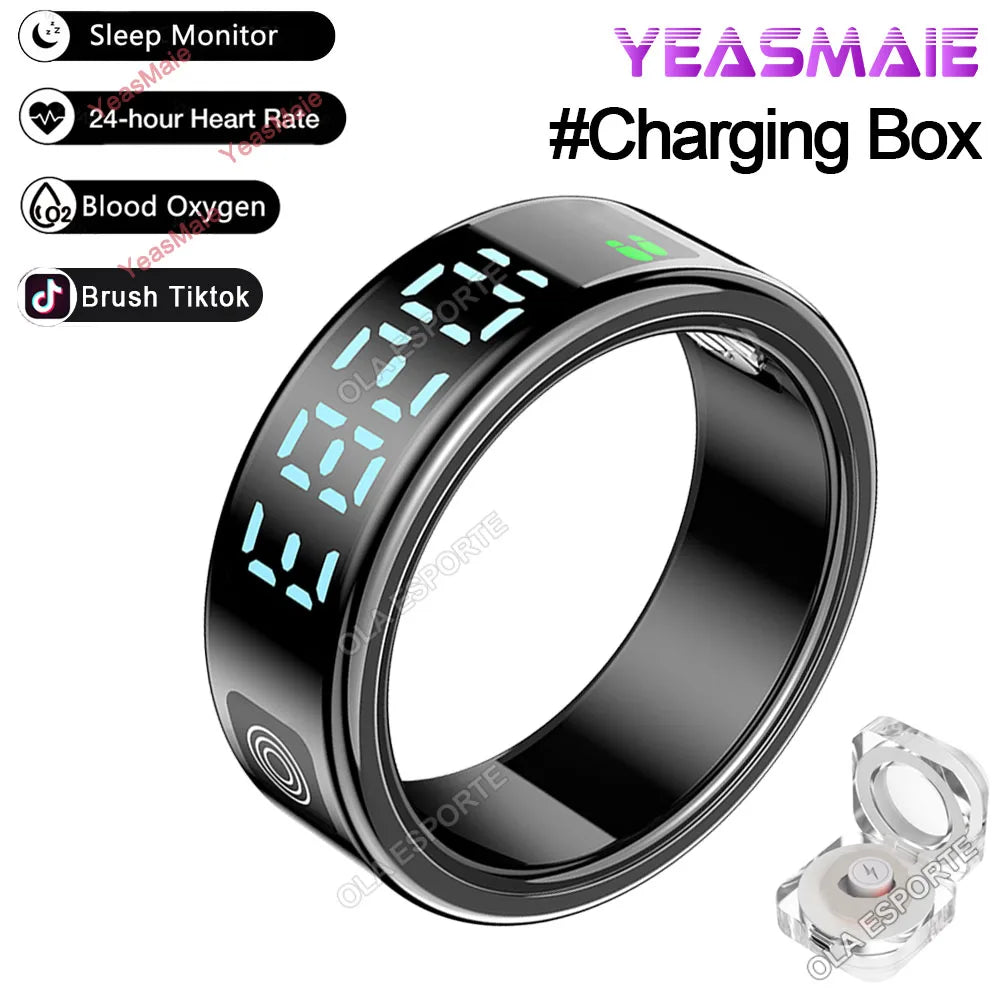 Revolutionary 2025 Smart Ring with LED Touch Display - Ultimate Health Monitoring and Waterproof Design for Men and Women