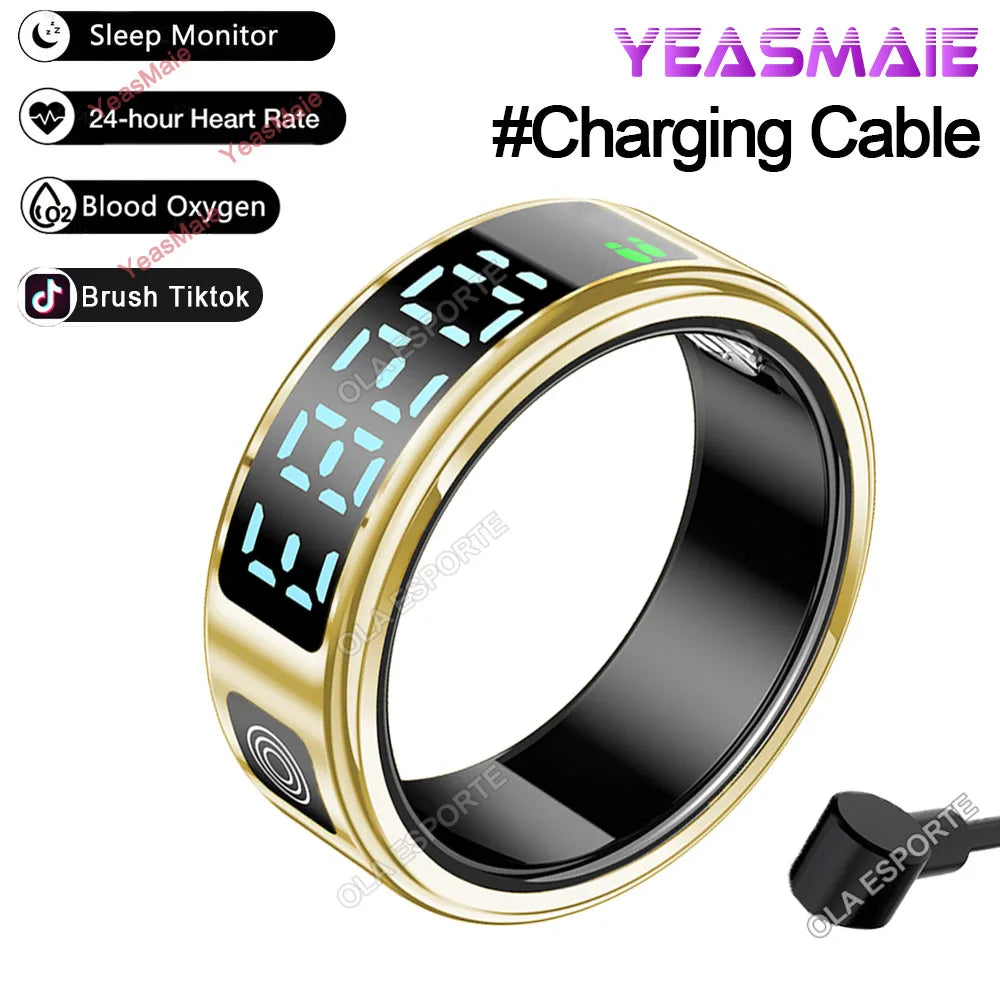Revolutionary 2025 Smart Ring with LED Touch Display - Ultimate Health Monitoring and Waterproof Design for Men and Women