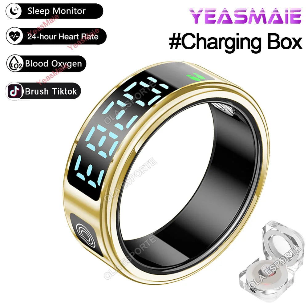 Revolutionary 2025 Smart Ring with LED Touch Display - Ultimate Health Monitoring and Waterproof Design for Men and Women