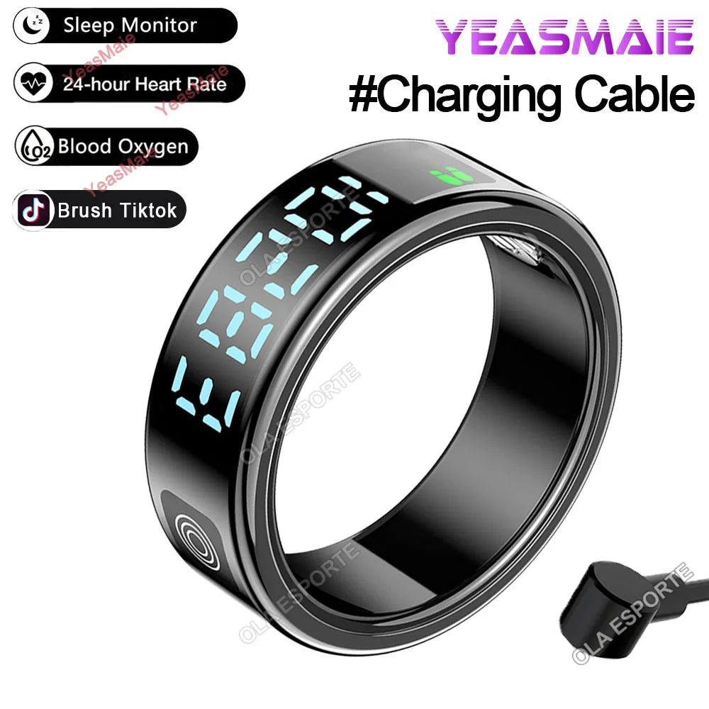 Revolutionary 2025 Smart Ring with LED Touch Display - Ultimate Health Monitoring and Waterproof Design for Men and Women