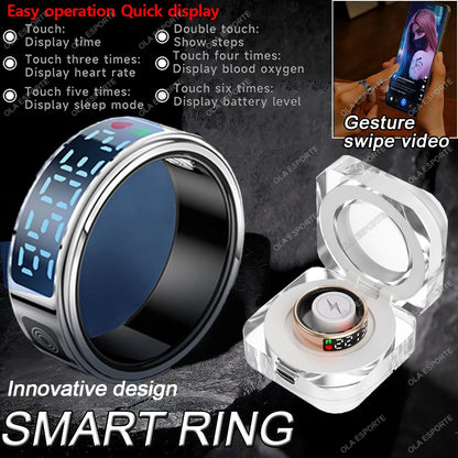 Revolutionary 2025 Smart Ring with LED Touch Display - Ultimate Health Monitoring and Waterproof Design for Men and Women