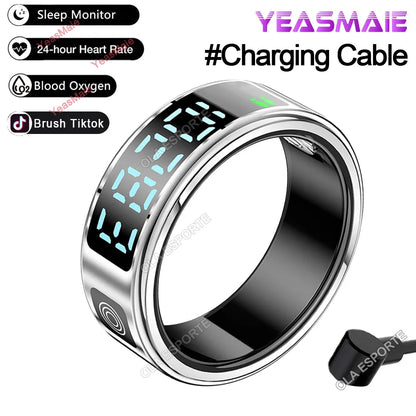 Revolutionary 2025 Smart Ring with LED Touch Display - Ultimate Health Monitoring and Waterproof Design for Men and Women