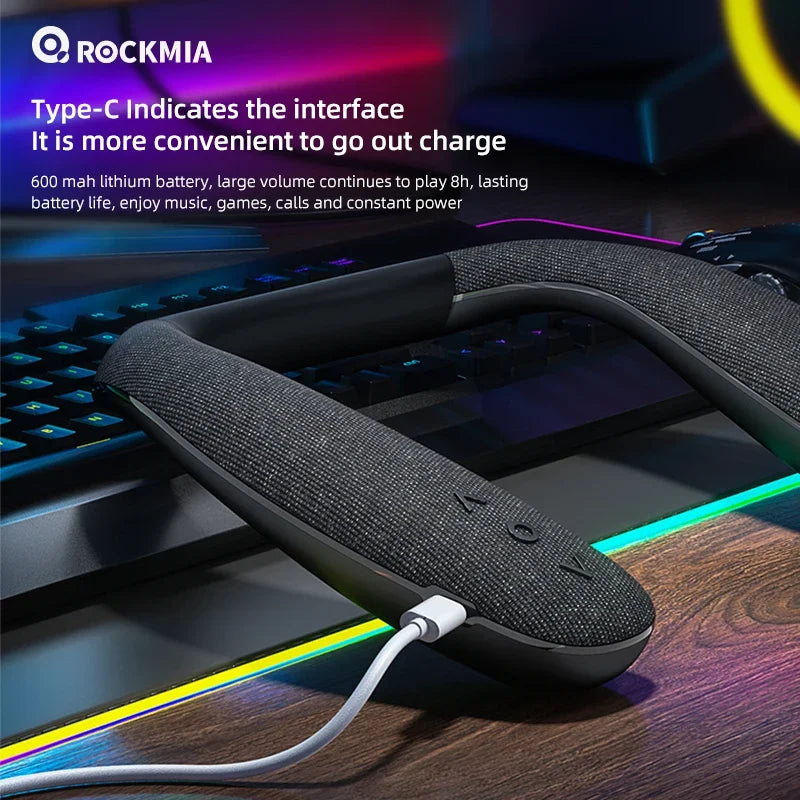 Wireless Neckband Speaker Wearable Surround Sound Bluetooth Neck Speakers with Microphone for TV Gaming Free Hands