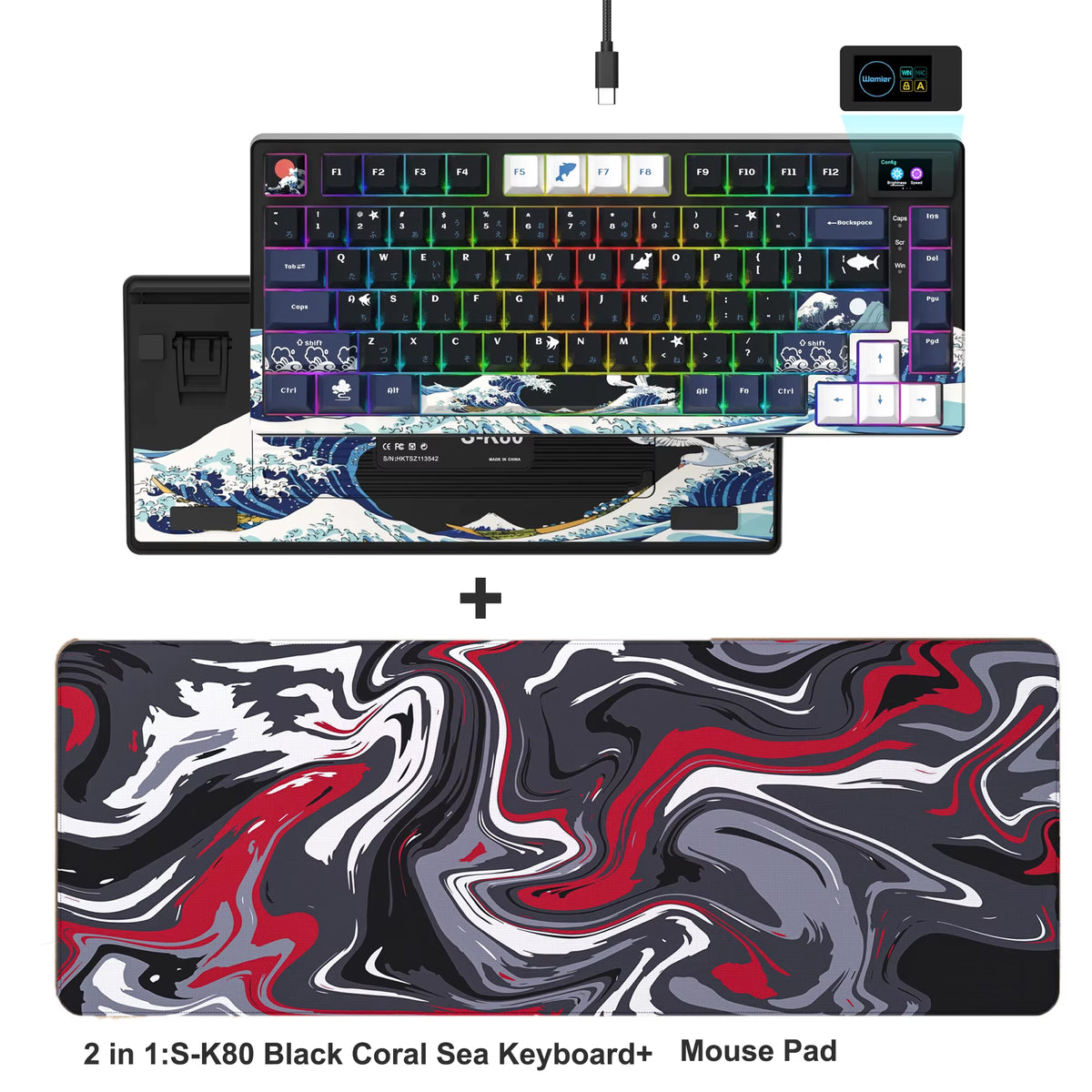 Womier S-K80 75% Keyboard with Color OLED Display Mechanical Gaming Keyboard Hot Swap Keyboard Gasket Mount RGB Custom Keyboard