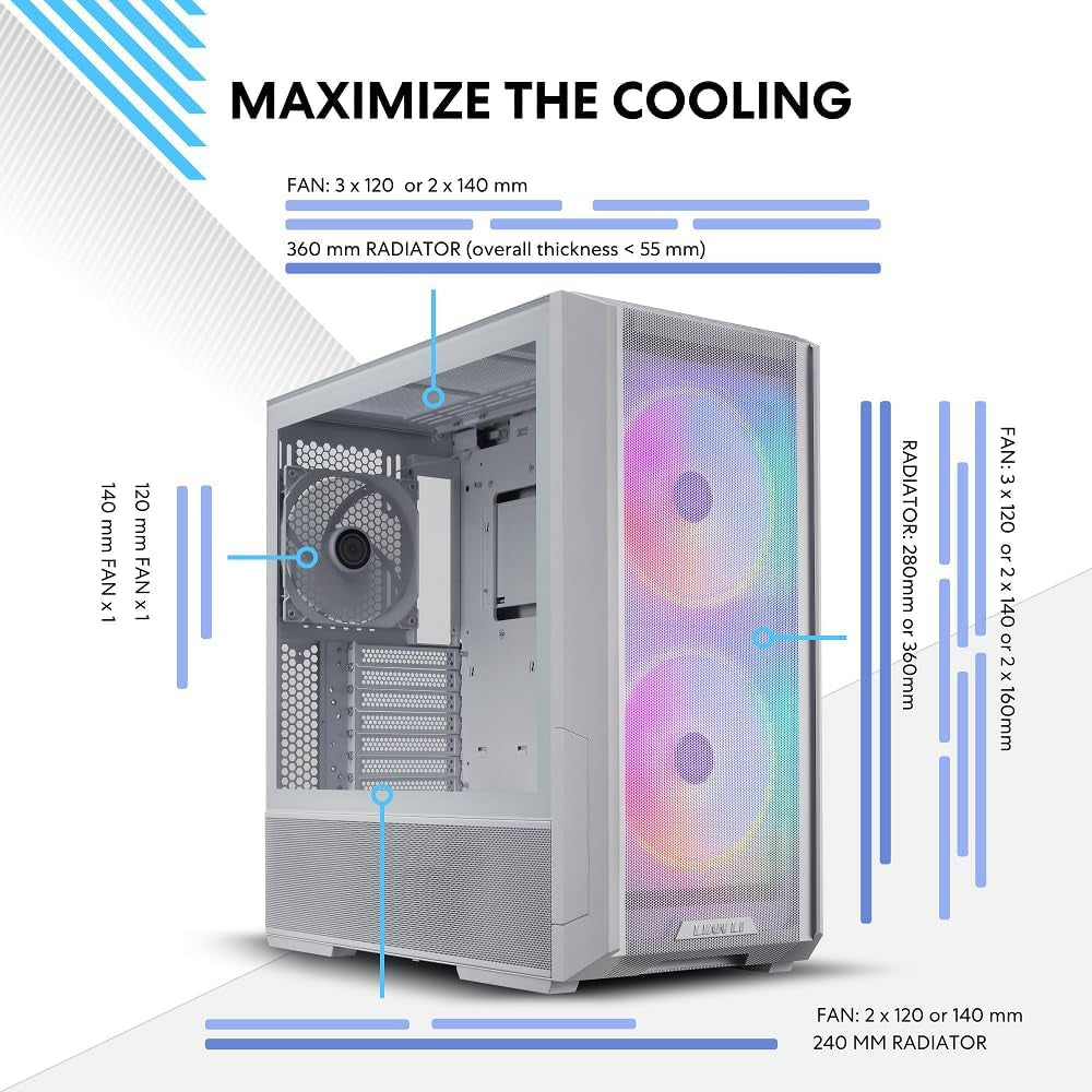 Boîtier  Lancool 216 — E-ATX, RGB, Panneaux Mesh