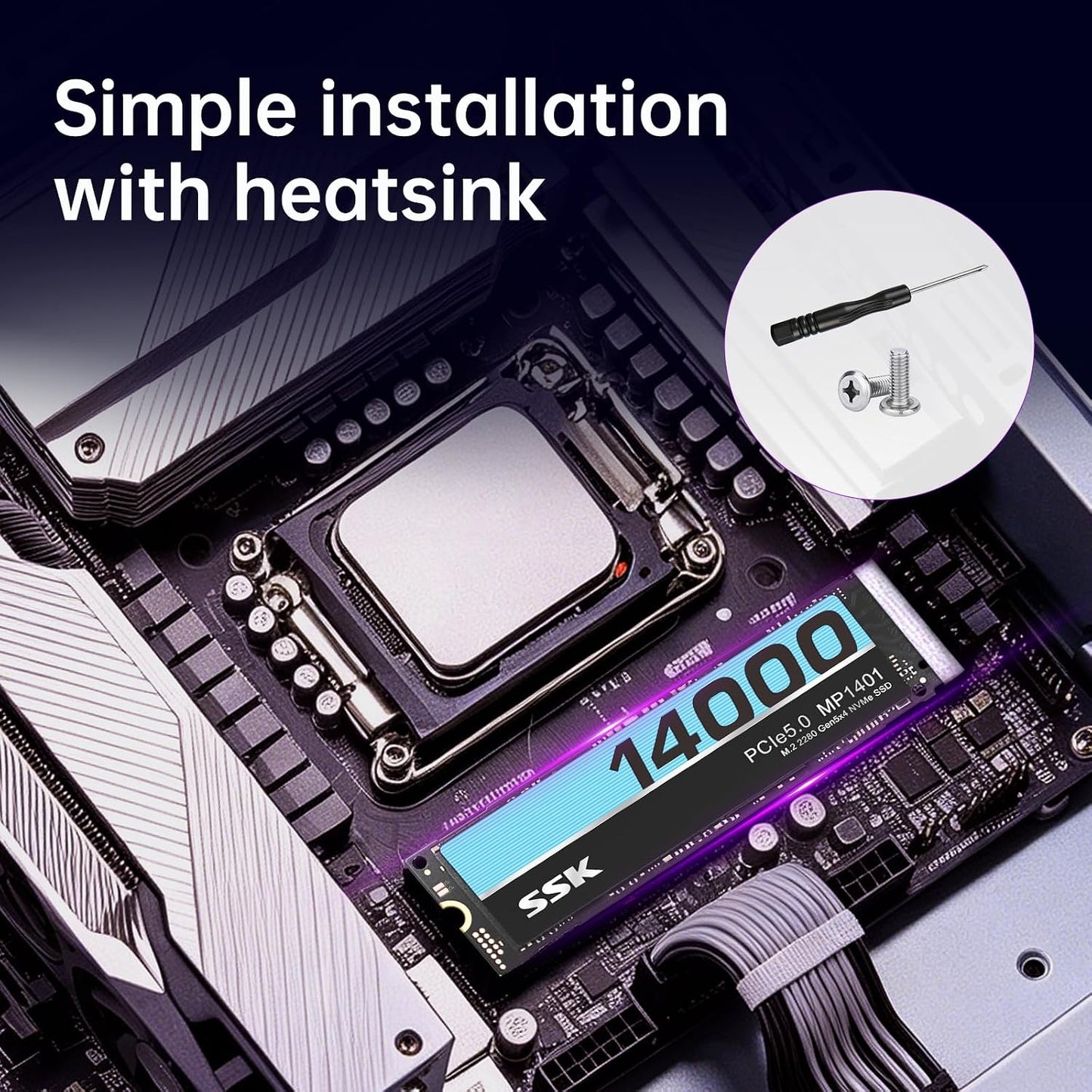 1TB Internal M.2 Nvme SSD 2280 Pcie Gen5 up to 14000Mb/S Internal SSD | SMART & TRIM,TLC Nand,Pcie 5.0X4,Internal Solid State Drive for Gaming/Video Editing/Ai Computing