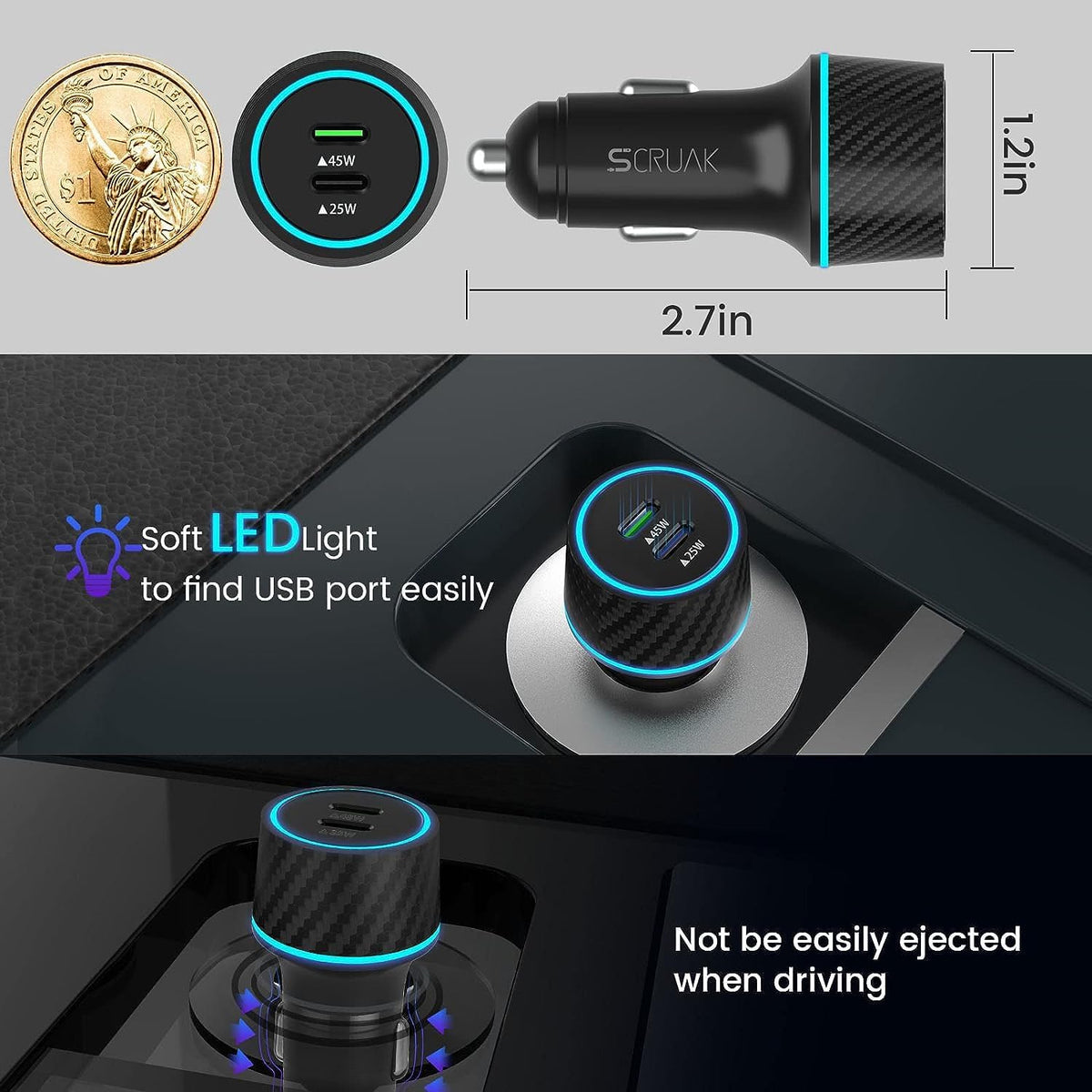 Chargeur 45 W PPS Mur Et Auto + 2 Câbles USB-C (10 Pi Et 3,3 Pi)