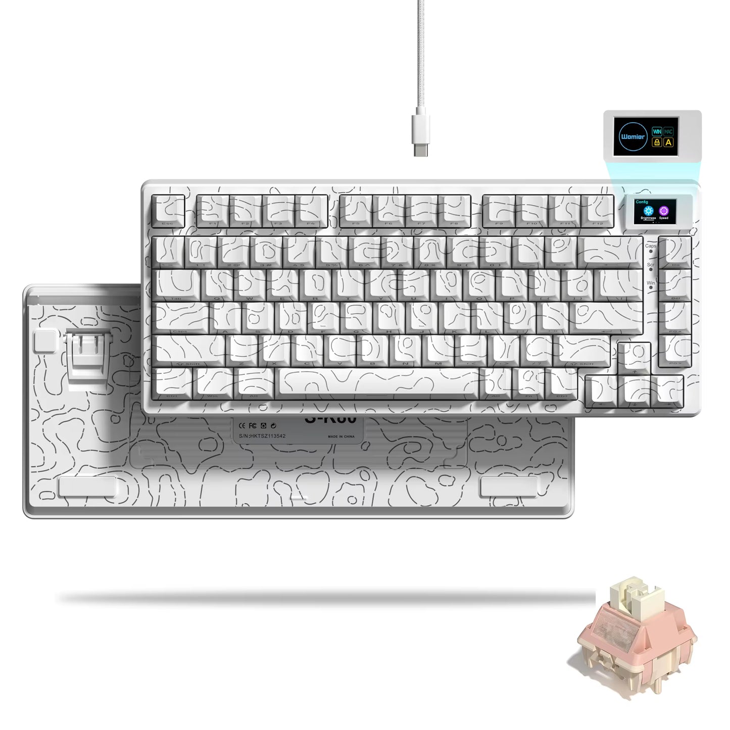 Womier S-K80 75% Keyboard with Color OLED Display Mechanical Gaming Keyboard Hot Swap Keyboard Gasket Mount RGB Custom Keyboard