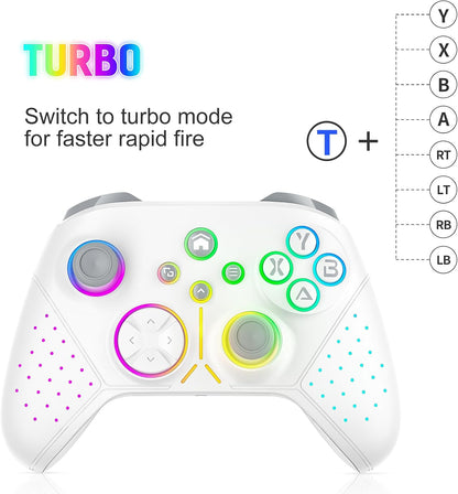 Manette Sans Fil LED Pour Xbox Series X|S — Turbo, Macro, Blanc