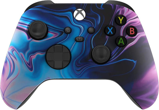 Manette Xbox custom tourbillon bleu et mauve soft touch