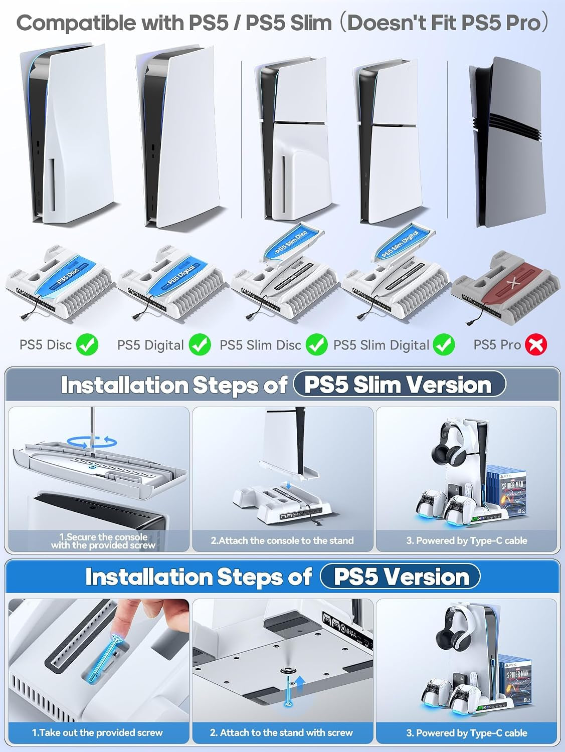 Socle Ventilé PS5 — Recharge LED + Ventilateur 3 Vitesses