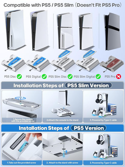 Socle Ventilé PS5 — Recharge LED + Ventilateur 3 Vitesses