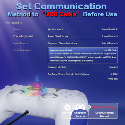 Manette Filaire RGB — PS5 Et PC, Programmable, Turbo, Prise Casque