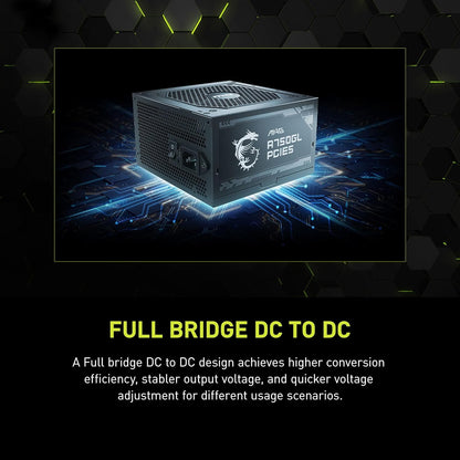MSI MAG A750GL PCIE5, Fully Modular Compact Gaming 750W Power Supply, 80+ Gold, ATX 3.1 & Pcie 5.1 Ready, Native Dual-Color 12V-2X6 Cable, 10 Year Warranty