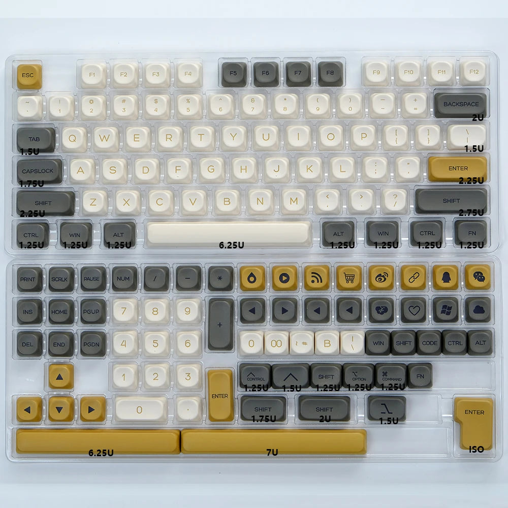 Kbdiy KOA Keycaps GMK Soymilk 140 Keys PBT Keycap Similar MOA Japanese Korean Russian Keycap 7U MAC ISO for Mechanical Keyboard