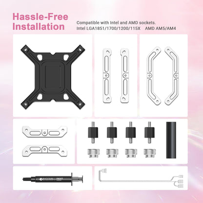 FX240 INF Pink 240Mm AIO CPU Cooler, Infinity Mirror, Quiet | ARGB Lighting, Daisy-Chain Dual 120Mm PWM Fans, Supports Intel and AMD Platforms.
