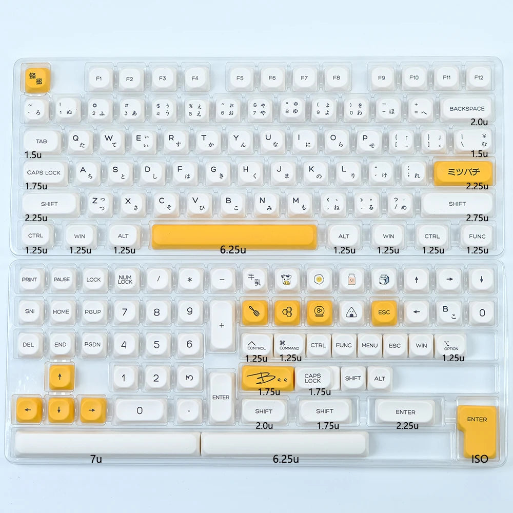 Kbdiy KOA Keycaps GMK Soymilk 140 Keys PBT Keycap Similar MOA Japanese Korean Russian Keycap 7U MAC ISO for Mechanical Keyboard