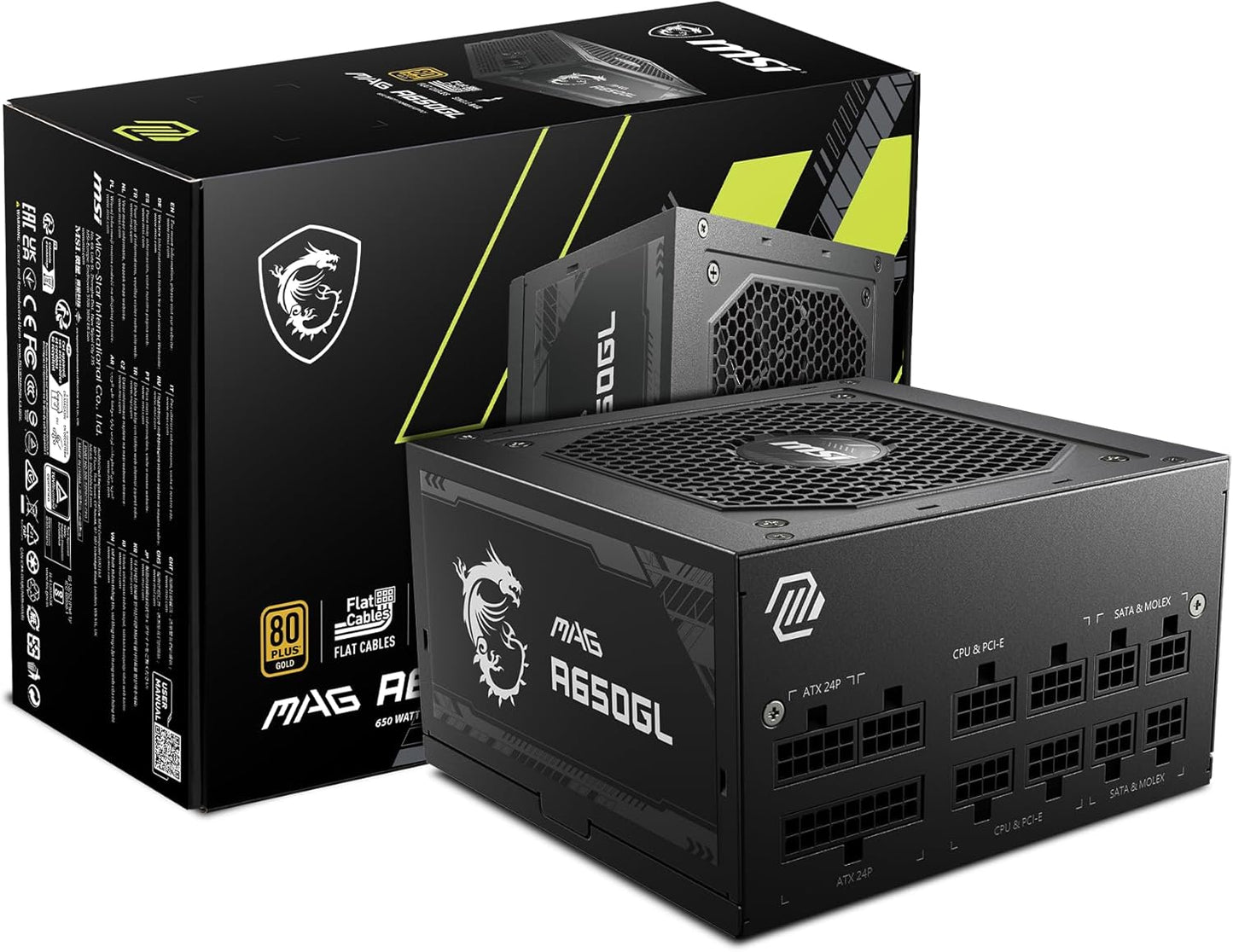Alimentation MSI MAG A650GL 650 W — 80+ Gold, Modulaire, Garantie 10 Ans