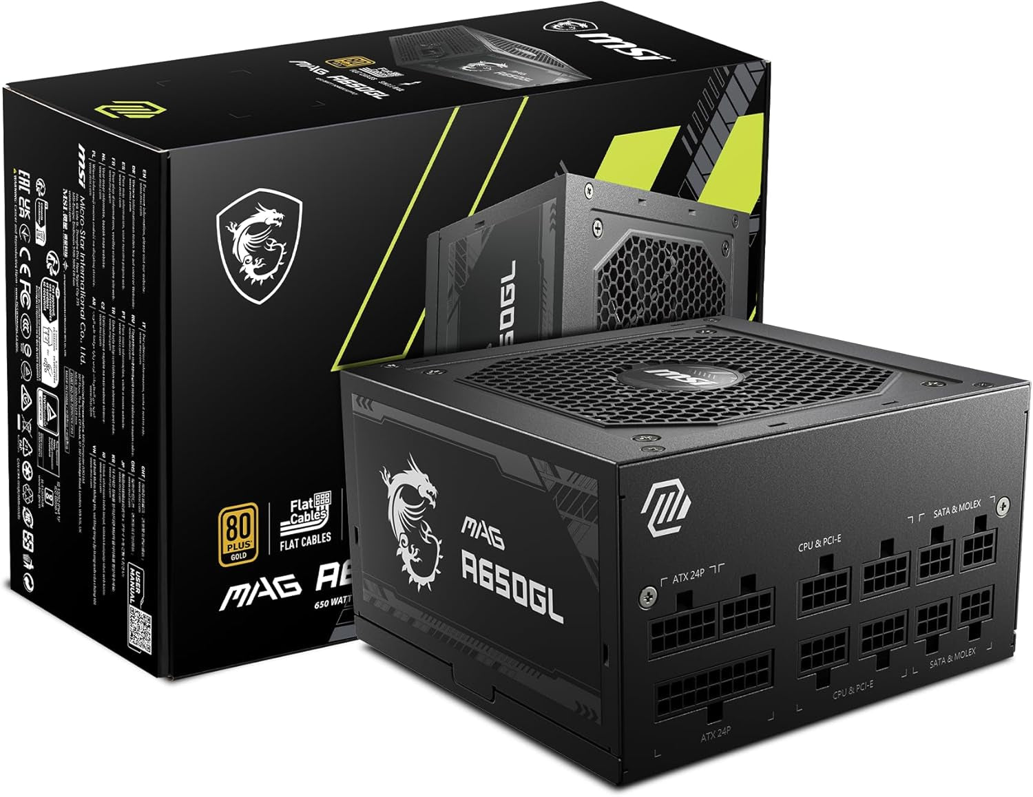 Alimentation MSI MAG A650GL 650 W — 80+ Gold, Modulaire, Garantie 10 Ans