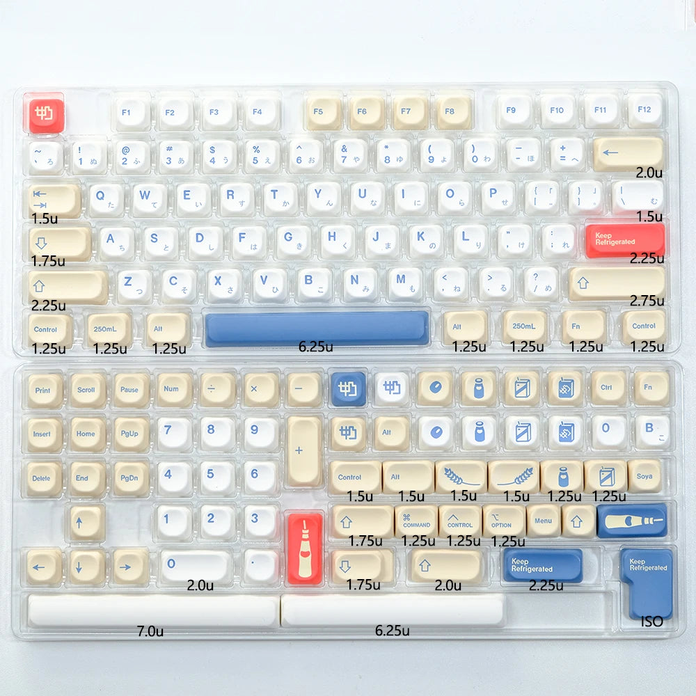 Kbdiy KOA Keycaps GMK Soymilk 140 Keys PBT Keycap Similar MOA Japanese Korean Russian Keycap 7U MAC ISO for Mechanical Keyboard
