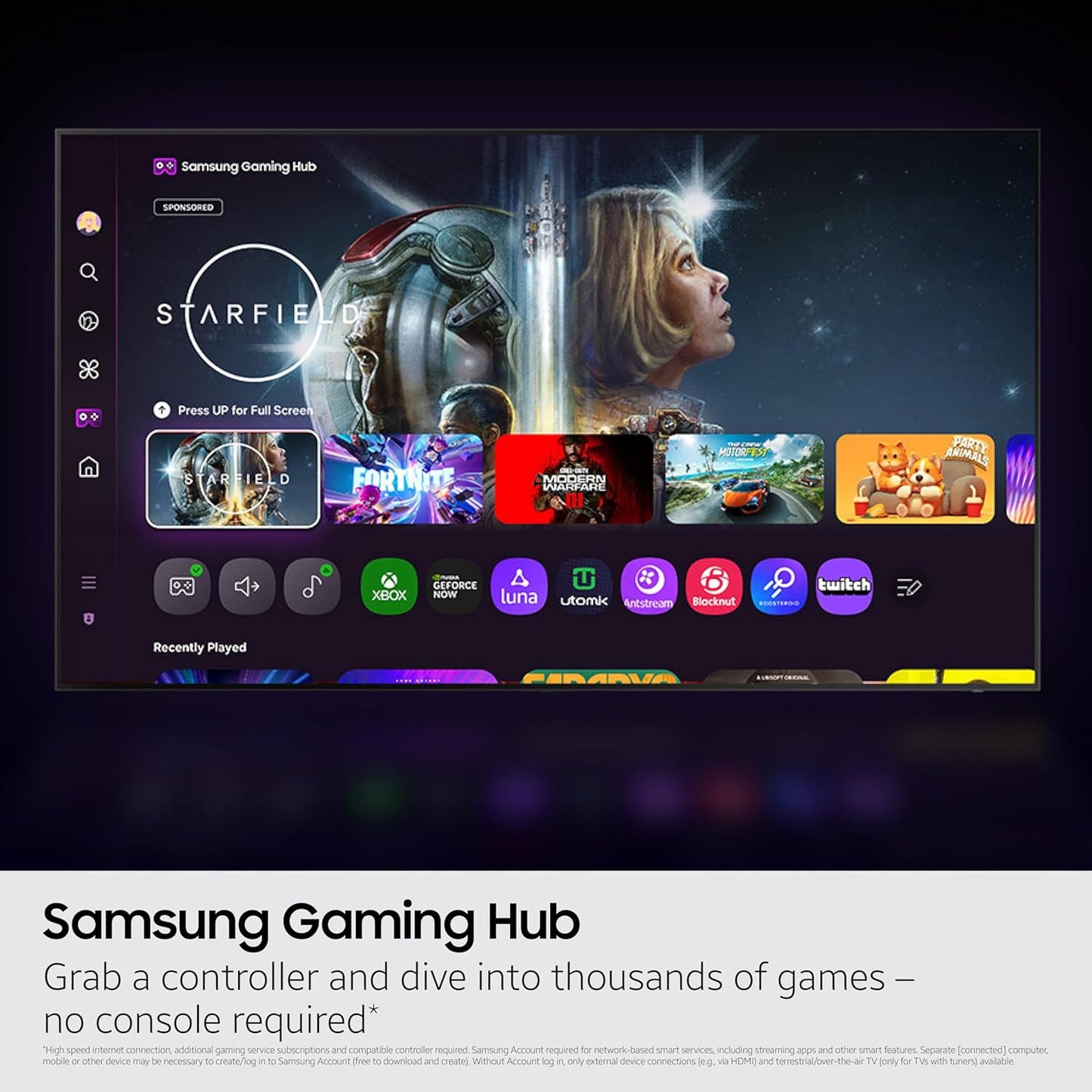Samsung 70-Inch Class Crystal UHD U8000F 4K Smart TV (2025 Model) Endless Free Content, Processor, Metalstream Design, Knox Security, Alexa Built-In