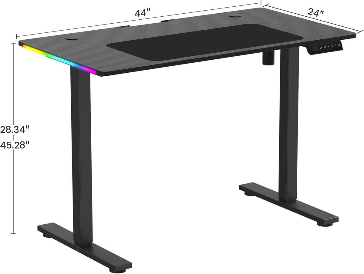Bureau Assis-Debout Électrique  — LED RGB, Hauteur Ajustable