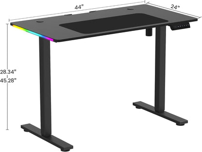 Bureau Assis-Debout Électrique  — LED RGB, Hauteur Ajustable