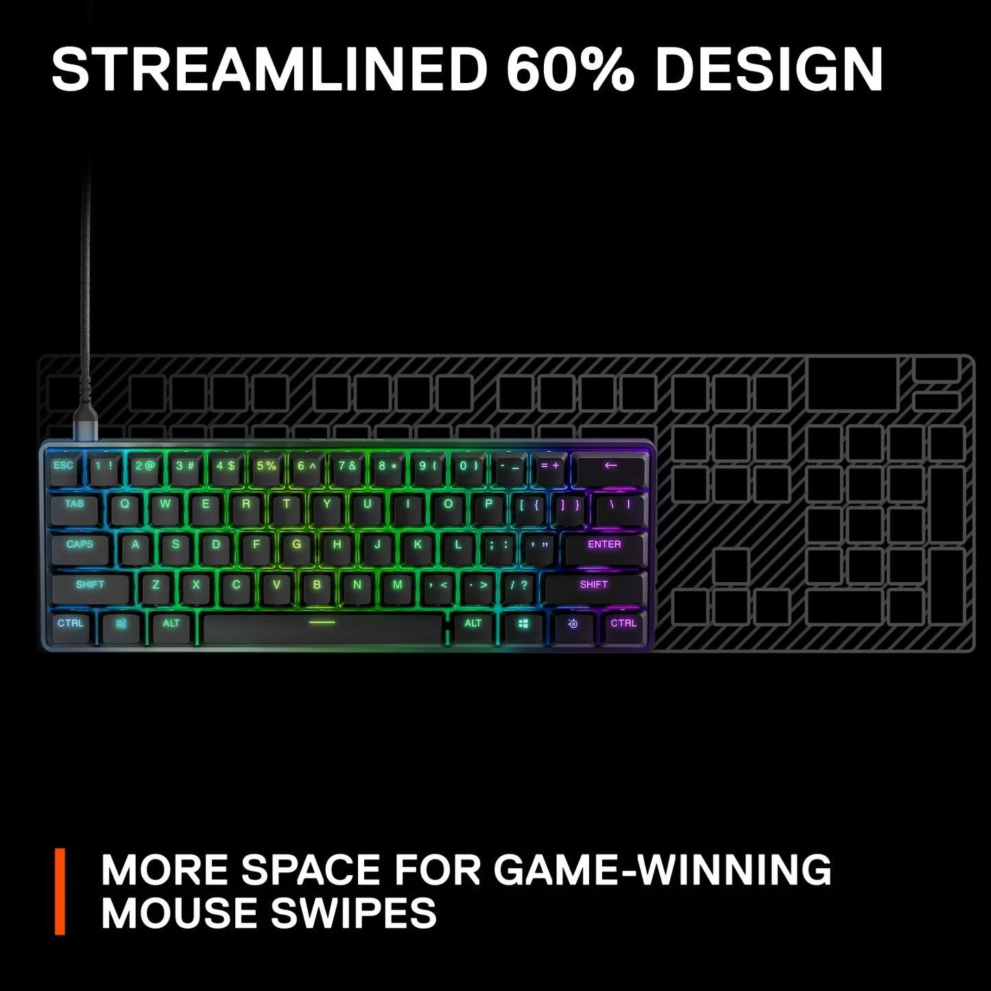 - Apex 9 Mini Gaming Keyboard 60% Wired Optipoint Adjustable Actuation Switch with RGB Lighting - Black