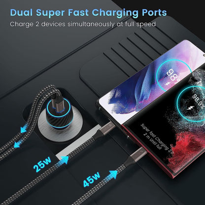 Chargeur 45 W PPS Mur Et Auto + 2 Câbles USB-C (10 Pi Et 3,3 Pi)