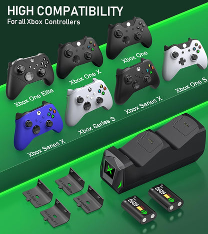 Station De Charge Double Xbox — 2 Batteries 6200 Mwh Incluses
