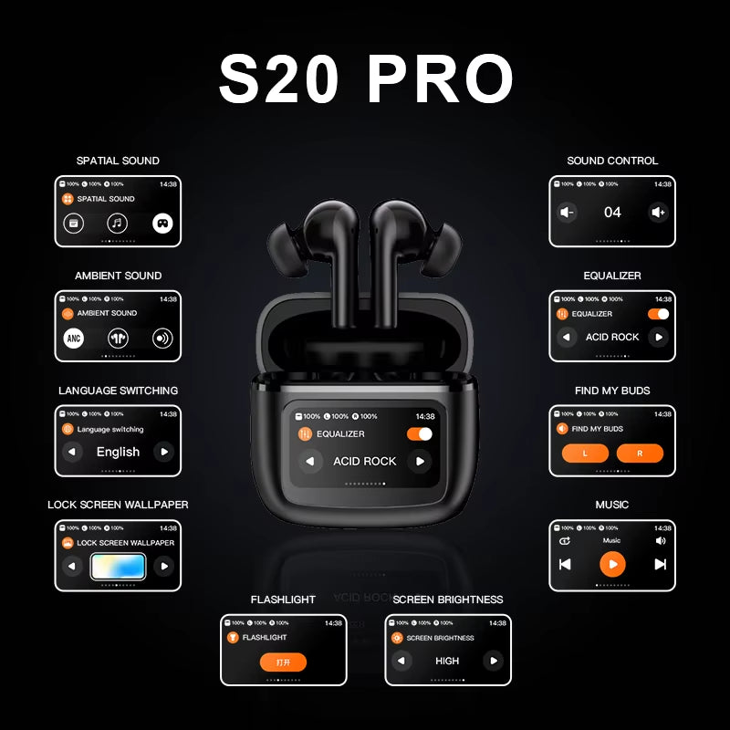 Écouteurs Bluetooth ANC Étui Écran Tactile — Bluetooth 5.3 + Appli