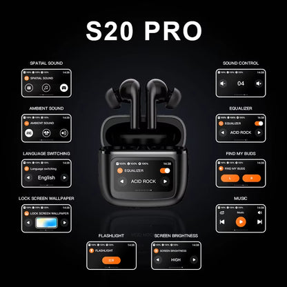 Écouteurs Bluetooth ANC Étui Écran Tactile — Bluetooth 5.3 + Appli