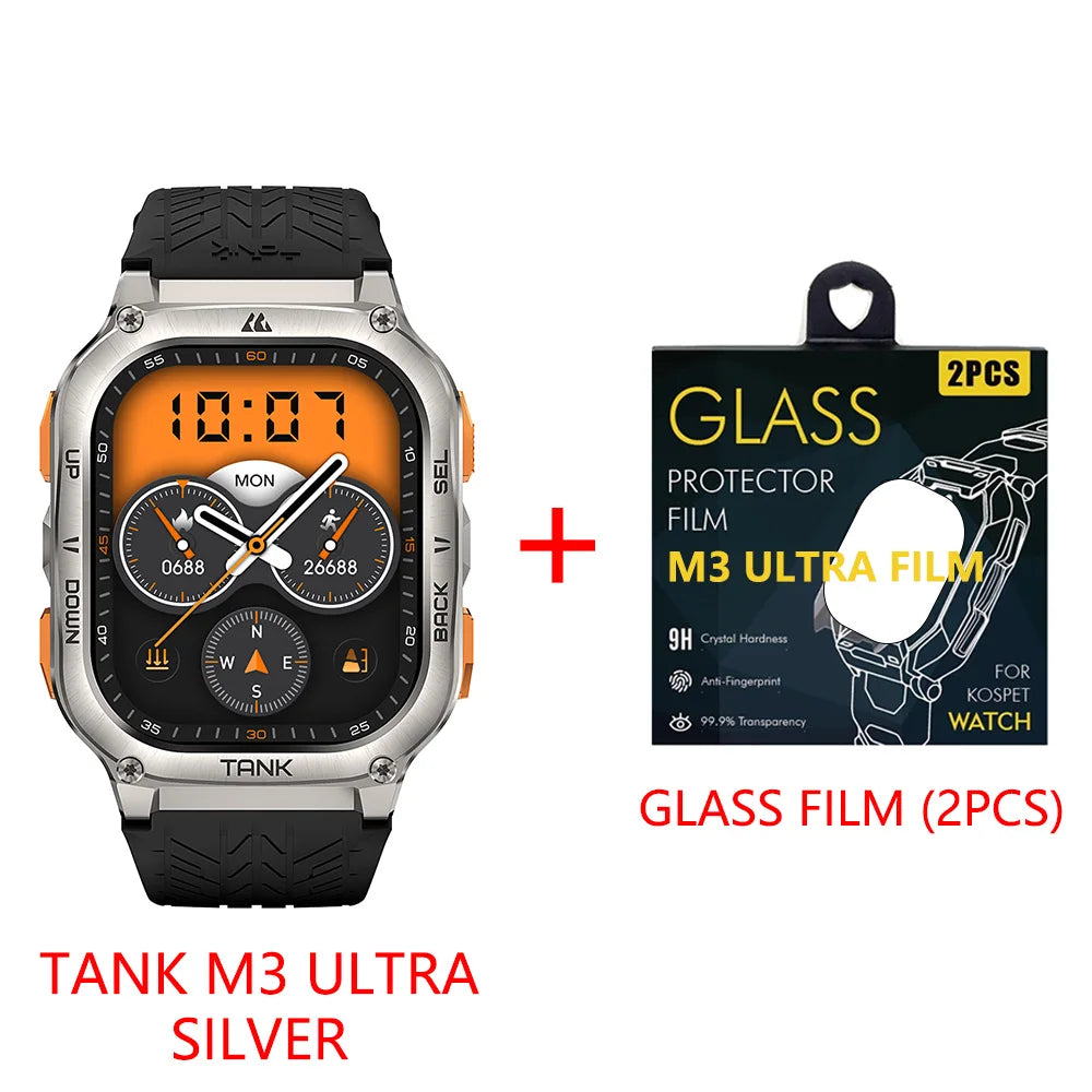 TANK M3 Ultra GPS Smart Watch for Men Stainless Steel 5ATM Waterproof Bluetooth Call 24/7 Health Monitor for Android Ios