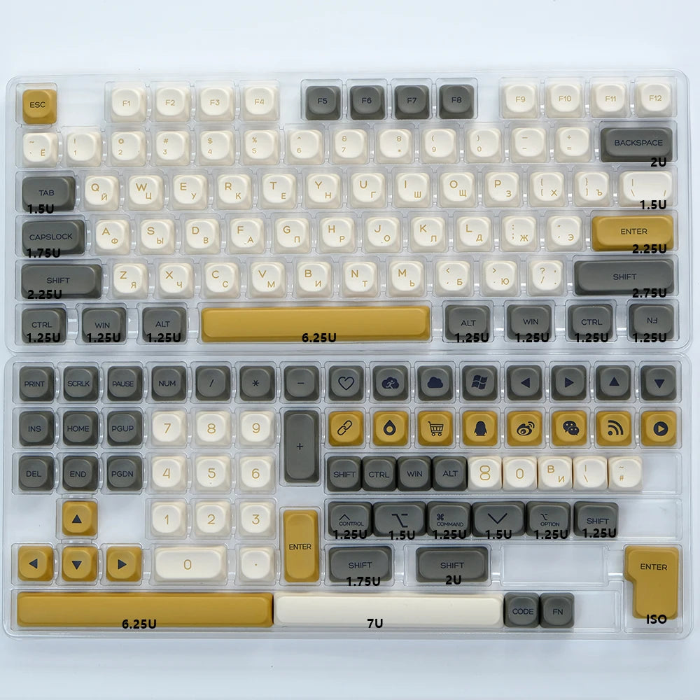 Kbdiy KOA Keycaps GMK Soymilk 140 Keys PBT Keycap Similar MOA Japanese Korean Russian Keycap 7U MAC ISO for Mechanical Keyboard