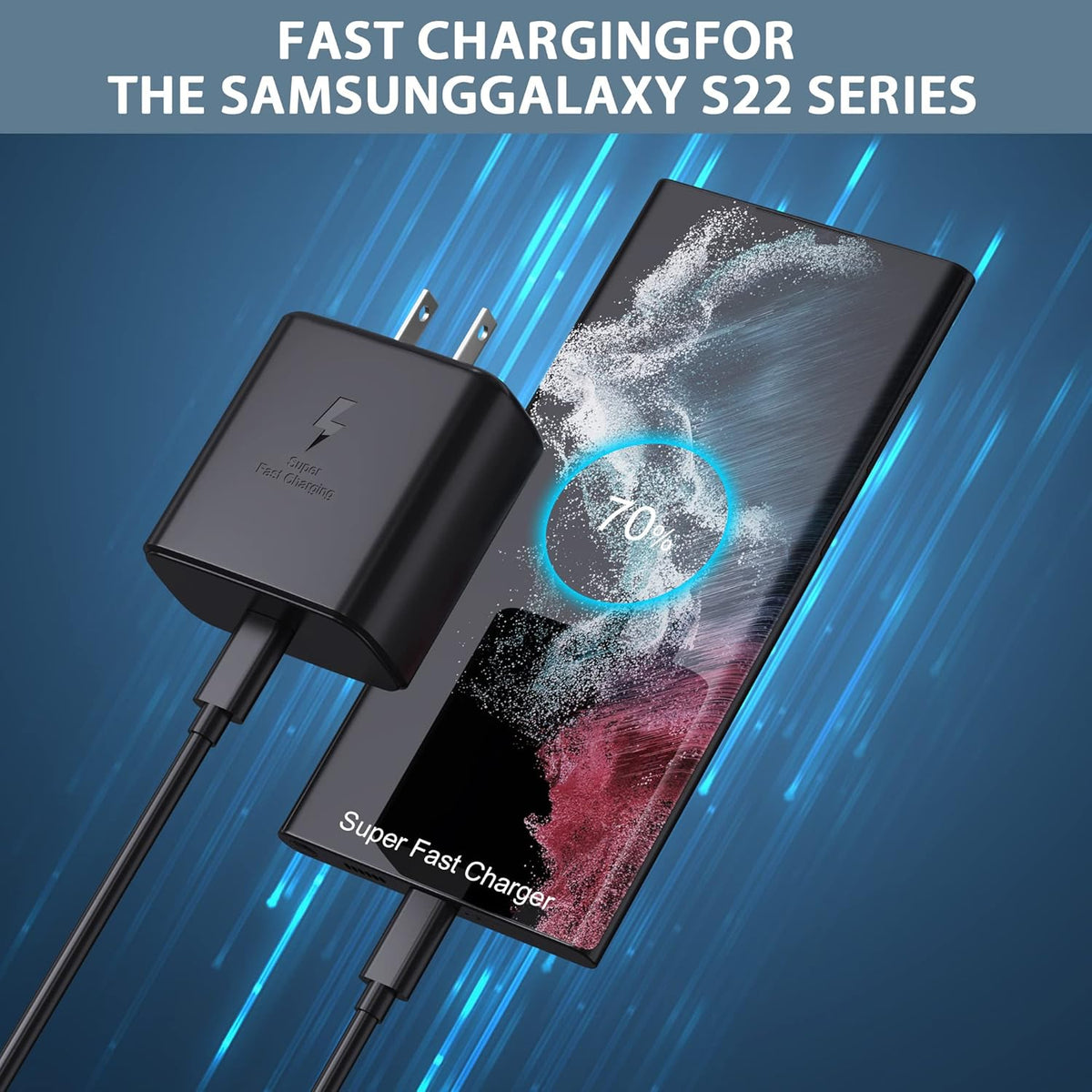 Chargeur 45 W USB-C + Câble 6 Pi — Charge Super Rapide Samsung/Android