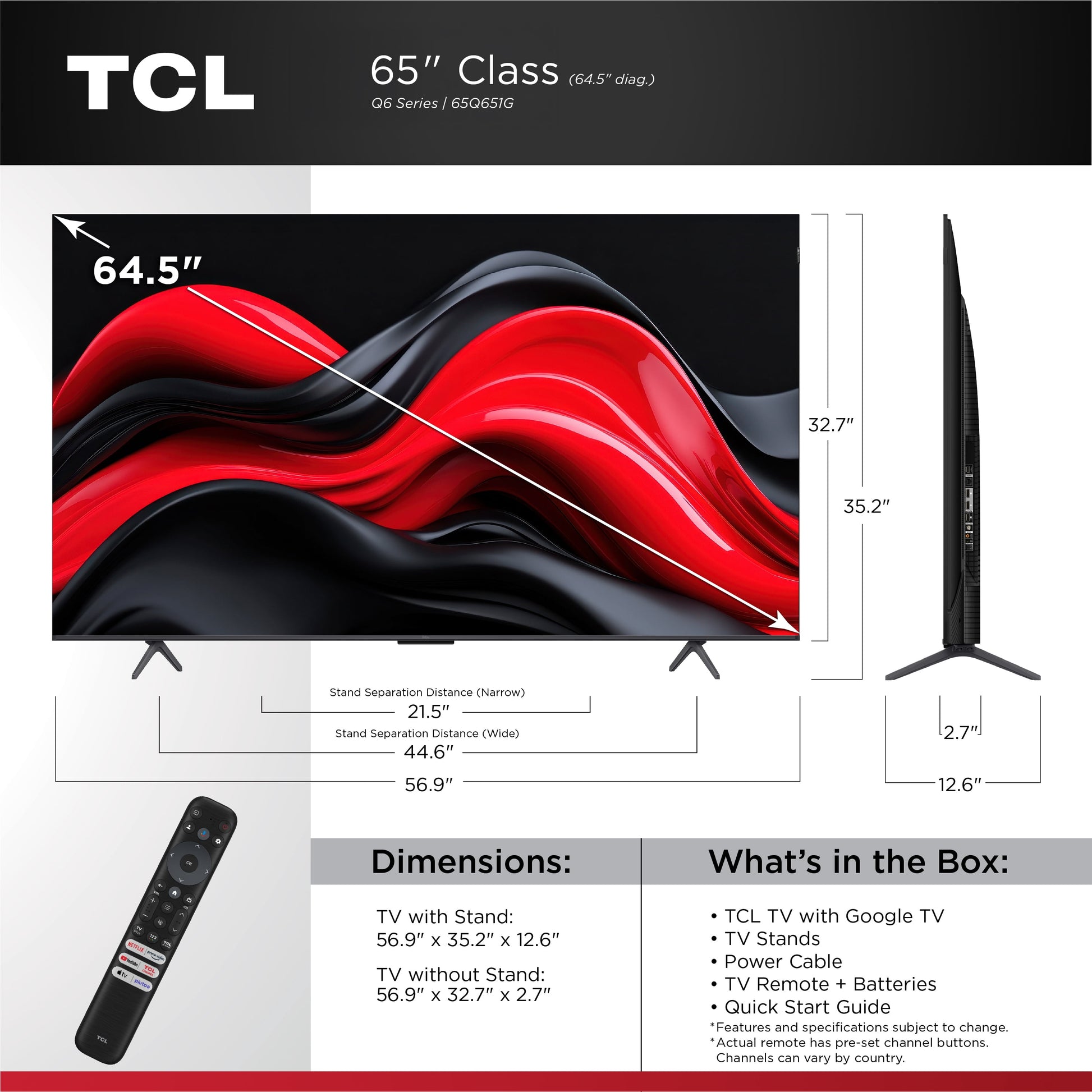 65" Class Q6 Series QLED 4K UHD HDR Smart Google TV (New 2024) - 65Q651G