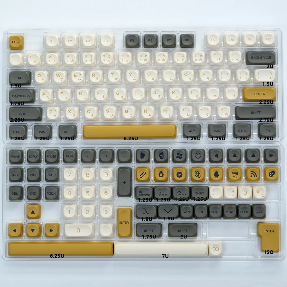 Kbdiy KOA Keycaps GMK Soymilk 140 Keys PBT Keycap Similar MOA Japanese Korean Russian Keycap 7U MAC ISO for Mechanical Keyboard