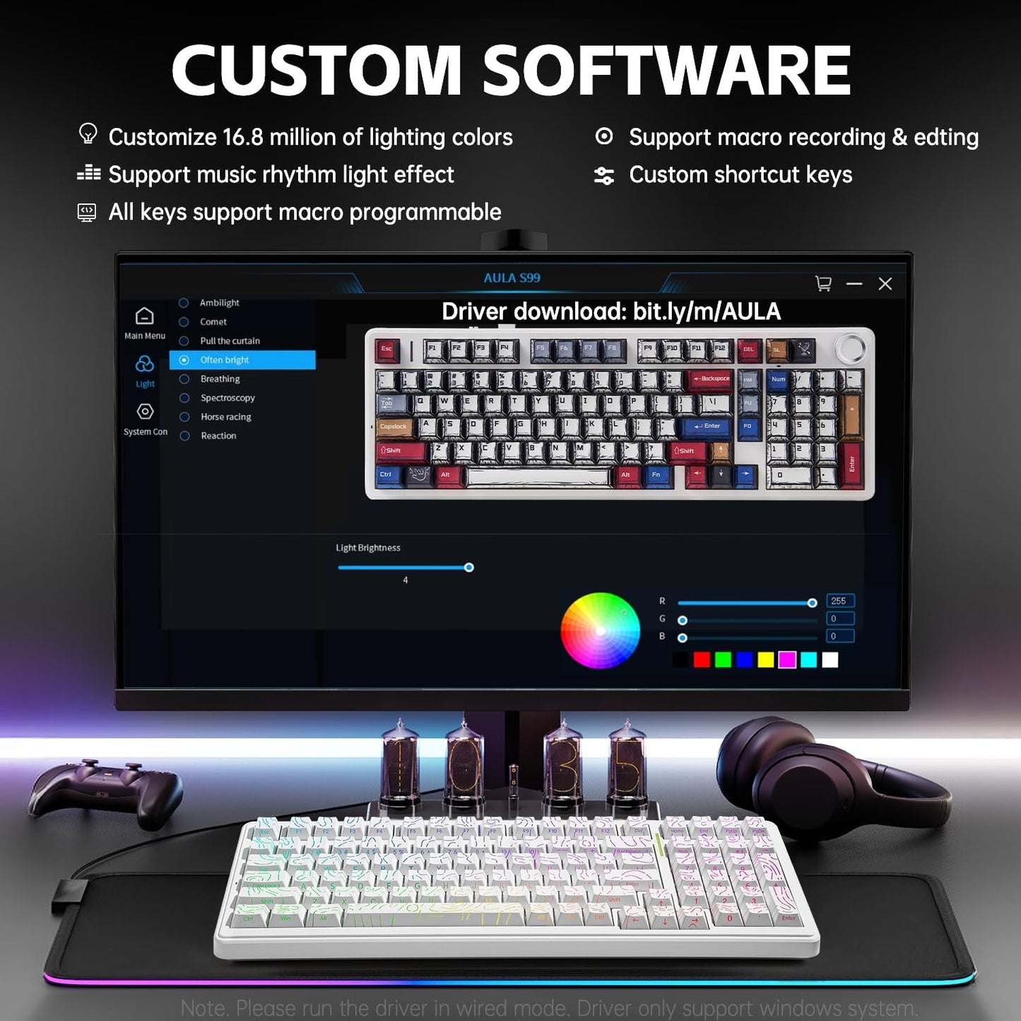 Clavier Mécanique  F99 Sans Fil — Touches Gravées Latérales, Tri-Mode