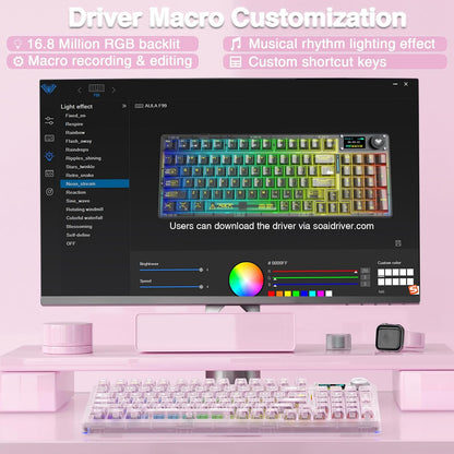 Clavier  F98 Pro V3 — Touches Transparentes, Écran TFT, Hot-Swap